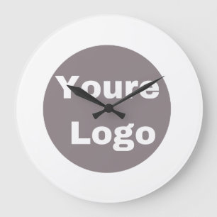Grande Horloge Ronde Simple Logo et Texte Affaires personnalisé