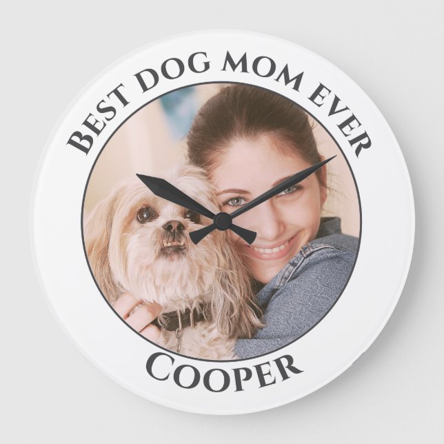 Grande Horloge Ronde Simple Meilleur Chien Maman Jour Personnalisé Anim (Recto)