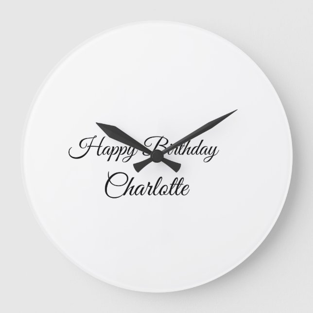 Grande Horloge Ronde SIMPLE MINIMAL.CUTIE ADD NAME BABY happy birthday  (Recto)