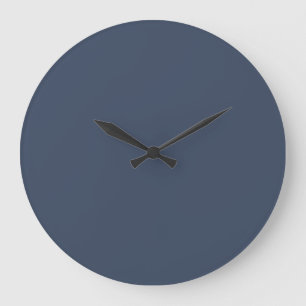 Grande Horloge Ronde simple minimal uni couleur personnalisée bleu gris