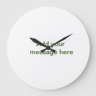 Grande Horloge Ronde Simple minimal vert ajoutez votre texte nom photo