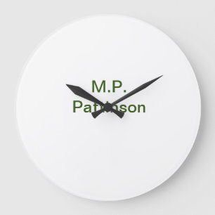 Grande Horloge Ronde Simple minimal vert ajoutez votre texte nom photo