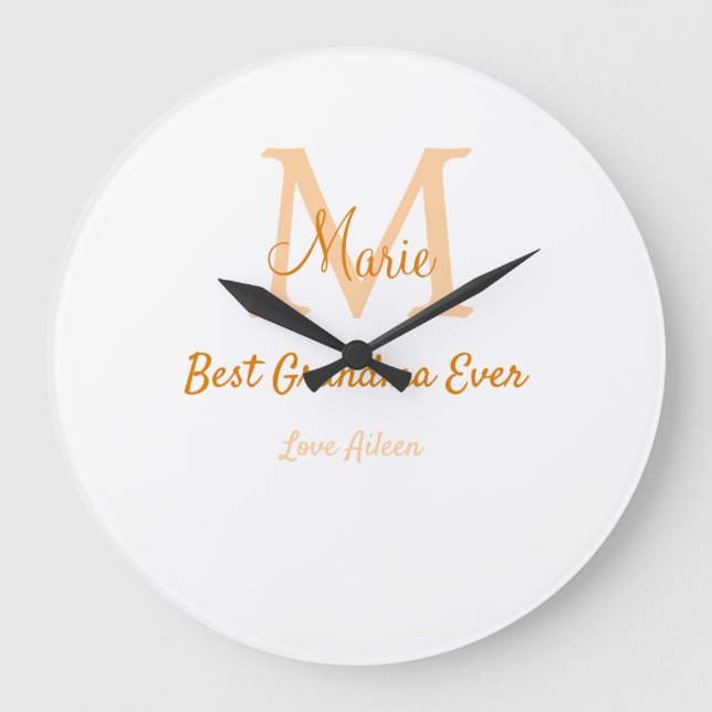 Grande Horloge Ronde simple minimum meilleur grand-mère jamais orange m (Recto)