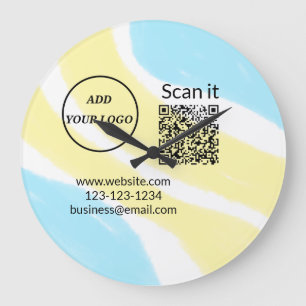 Grande Horloge Ronde Simple minimum q r code ajouter logo code d'analys