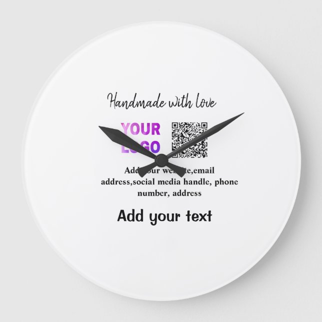 Grande Horloge Ronde Simple minimum q r code ajouter logo code d'analys (Recto)