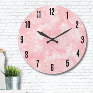 Grande Horloge Ronde Simple moderne élégant rose