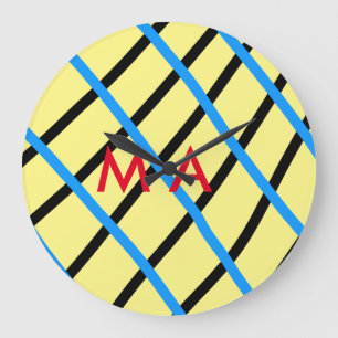 Grande Horloge Ronde Simple monogramme ajouter votre nom lettre man min
