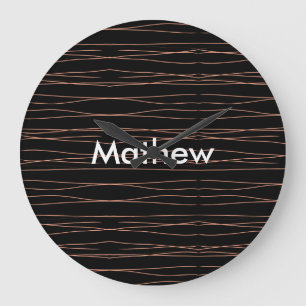 Grande Horloge Ronde Simple monogramme ajouter votre nom lettre man min