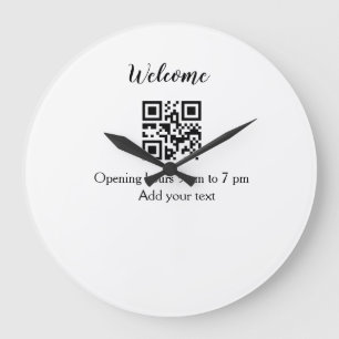 Grande Horloge Ronde Simple ouverture de bienvenue code-barres QR ajout