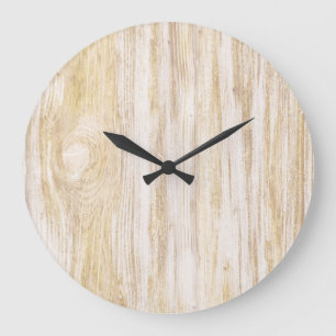 Grande Horloge Ronde Simple Russe Bois Beige Naturel
