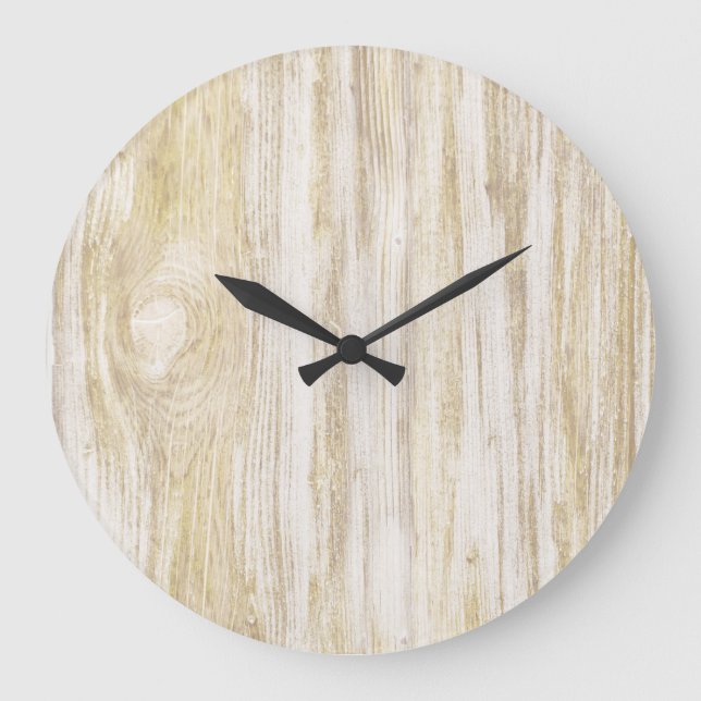 Grande Horloge Ronde Simple Russe Bois Beige Naturel (Recto)
