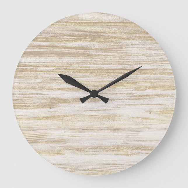 Grande Horloge Ronde Simple Russe Bois Beige Naturel (Recto)
