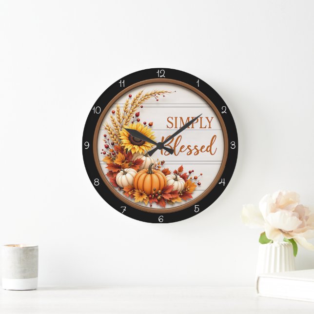 Grande Horloge Ronde Simplement Bénis Automne  (Maison)