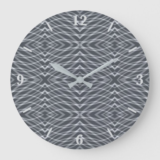 Grande Horloge Ronde Sine Wave Pulse Signal moderne Art Abstrait Design (Recto)