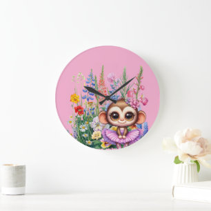 Grande Horloge Ronde Singe Ballerine