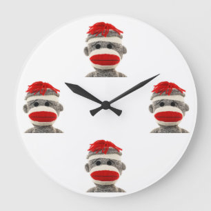 Grande Horloge Ronde Singe de chaussette