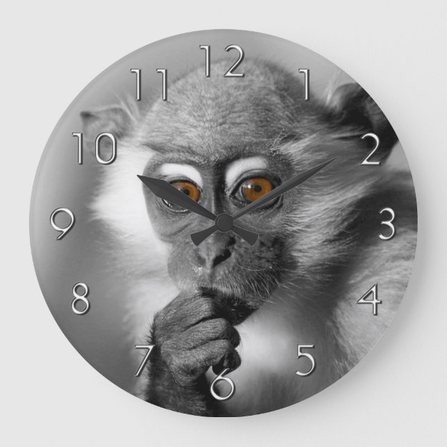 Grande Horloge Ronde Singe de Mangabey de bébé (Recto)