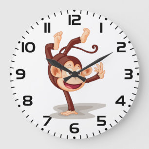 Grande Horloge Ronde Singe joueur faisant un équilibre sur les mains An
