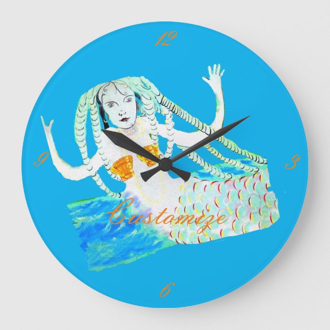 Grande Horloge Ronde Sirène avec Dreadlocks Thunder_Cove (Recto)