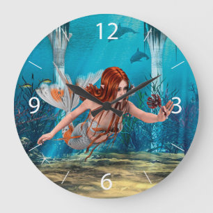 Grande Horloge Ronde Sirène et lys de mer