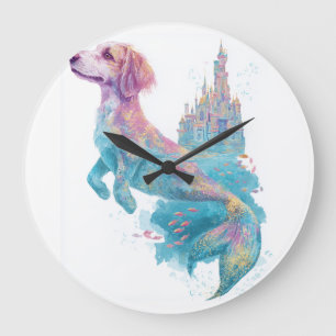 Grande Horloge Ronde Sirène toutou � Chien de Fantaisie Sous-Marin