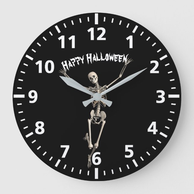 Grande Horloge Ronde Skeleton d'Halloween (Recto)