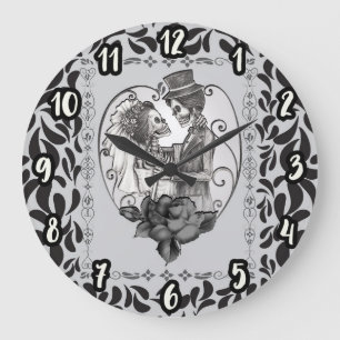 Grande Horloge Ronde Skeleton Love Couple Mariage Danse