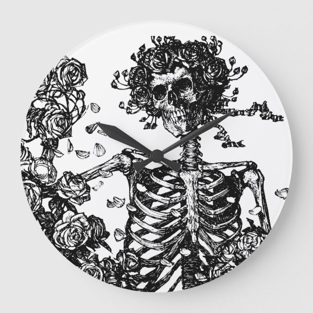 Grande Horloge Ronde Skeletons et Rose (Recto)