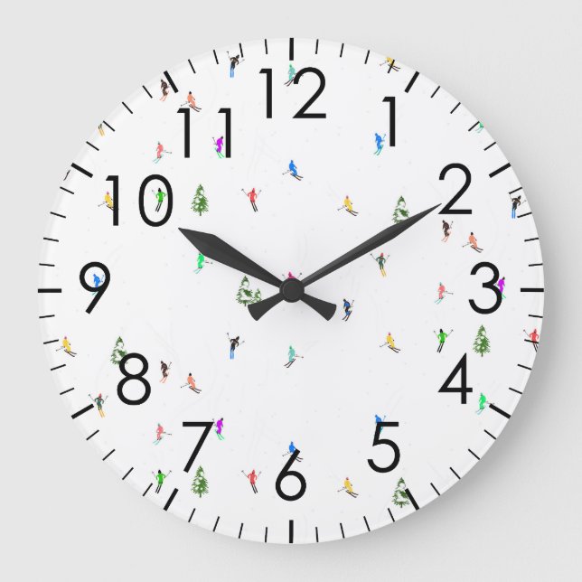 Grande Horloge Ronde Ski alpin d'hiver Ski Ski Ski Motif (Recto)