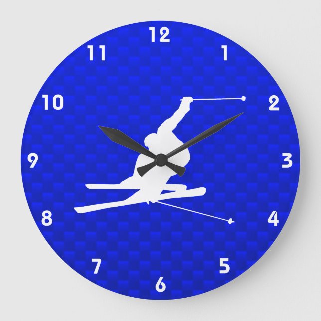 Grande Horloge Ronde Ski bleu de neige (Recto)