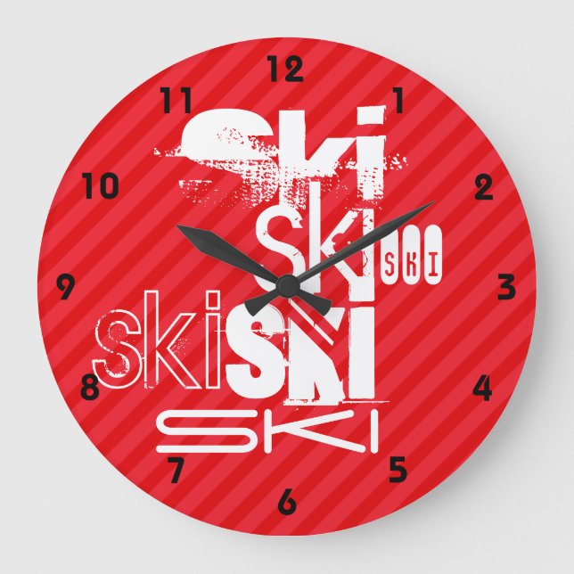 Grande Horloge Ronde Ski ; Rayures de rouge d'écarlate (Recto)