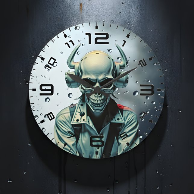 Grande Horloge Ronde Skull Rider Synth-Punk Wall Clock (Créateur téléchargé)