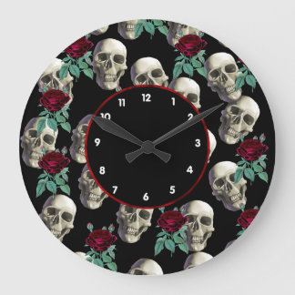 Grande Horloge Ronde Skulls and Flowers