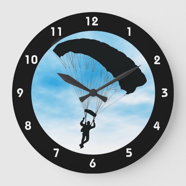 Grande Horloge Ronde Skydiving Parachuting Design Wall Clock (Recto)