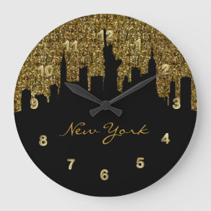 Grande Horloge Ronde Skyline de New York   Golden Confetti Parties scin