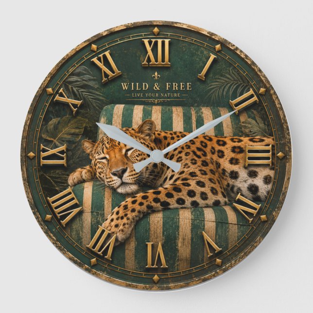 Grande Horloge Ronde Sleeping Leopard Luxury Jungle  (Recto)