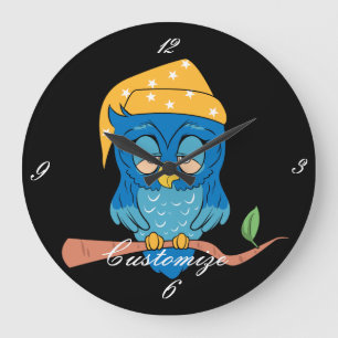 Grande Horloge Ronde Sleepy Owl Thunder_Cove