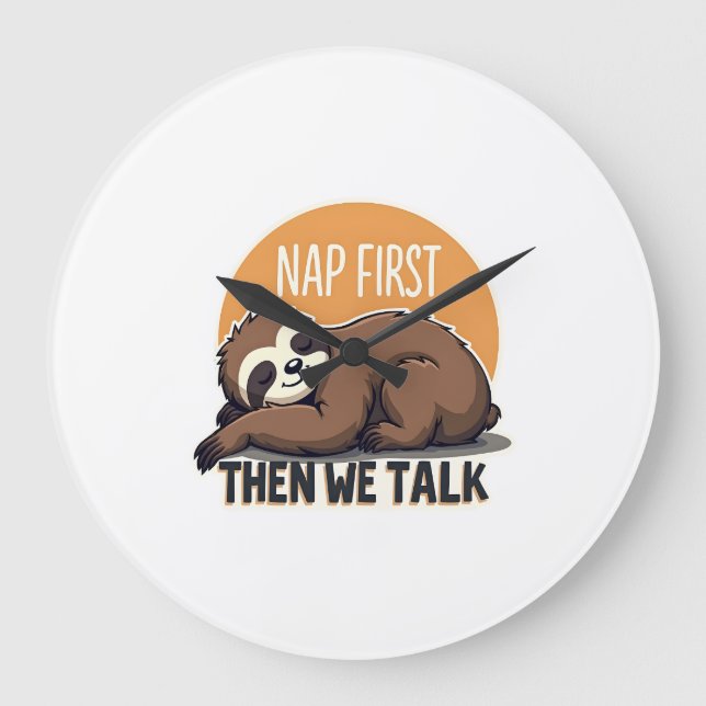Grande Horloge Ronde Sleepy Sloth Quote Vintage Cute Lazy Animal Shirt  (Recto)