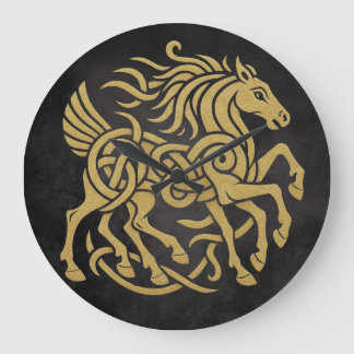 Grande Horloge Ronde Sleipnir Cheval à Huit Pattes Mythologie Nordique