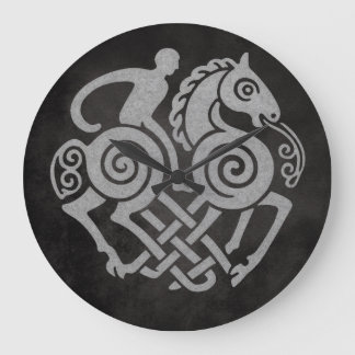 Grande Horloge Ronde Sleipnir et Odin Symbole Mythologie Nordique Desig