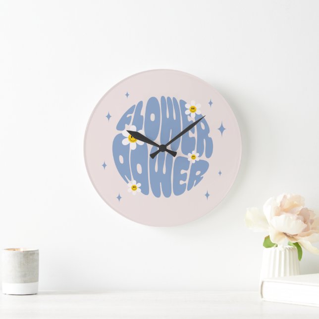 Grande Horloge Ronde Slogan d'alimentation des fleurs (Maison)