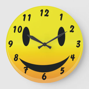 Grande Horloge Ronde Smilie Face Happy