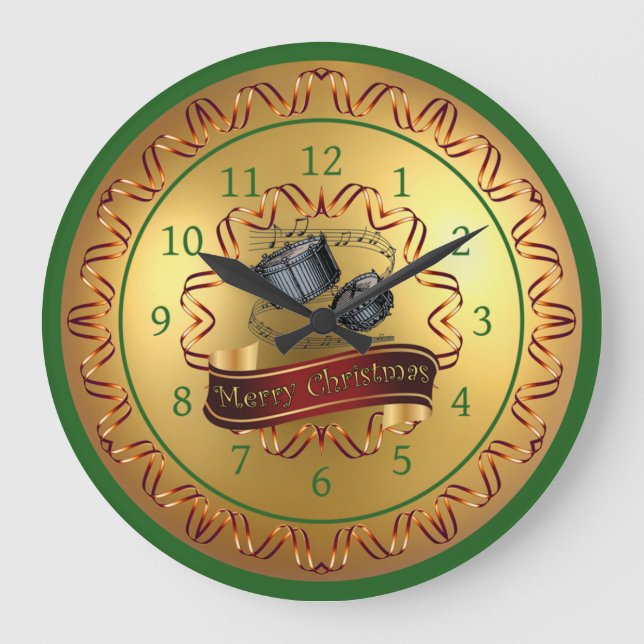 Grande Horloge Ronde Snare Drums ~ Musical Scroll ~ "Joyeux Noël" (Recto)