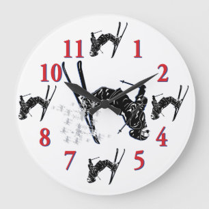 Grande Horloge Ronde Snow Skier Clock