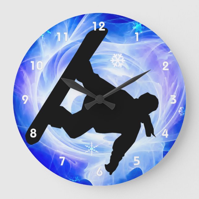 Grande Horloge Ronde Snowboardeur Blue Swirl (Recto)