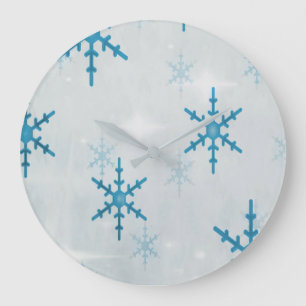 Grande Horloge Ronde Snowflakes Bling