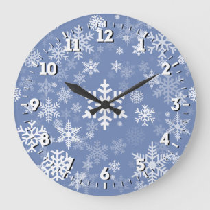 Grande Horloge Ronde Snowflakes Personnaliser graphique Arrière - plan