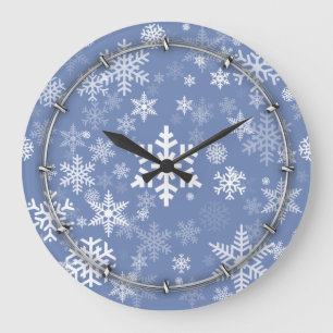 Grande Horloge Ronde Snowflakes Personnaliser graphique Arrière - plan