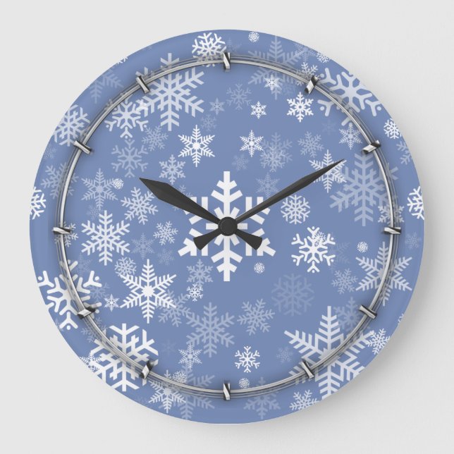 Grande Horloge Ronde Snowflakes Personnaliser graphique Arrière - plan  (Recto)