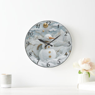 Grande Horloge Ronde Snowman dans le village de Père Noël